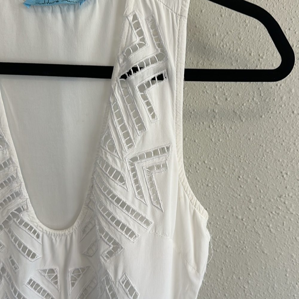 Solitaire Swim Elegant White Sleeveless Swim Cover-Up Small - Picture 3 of 7